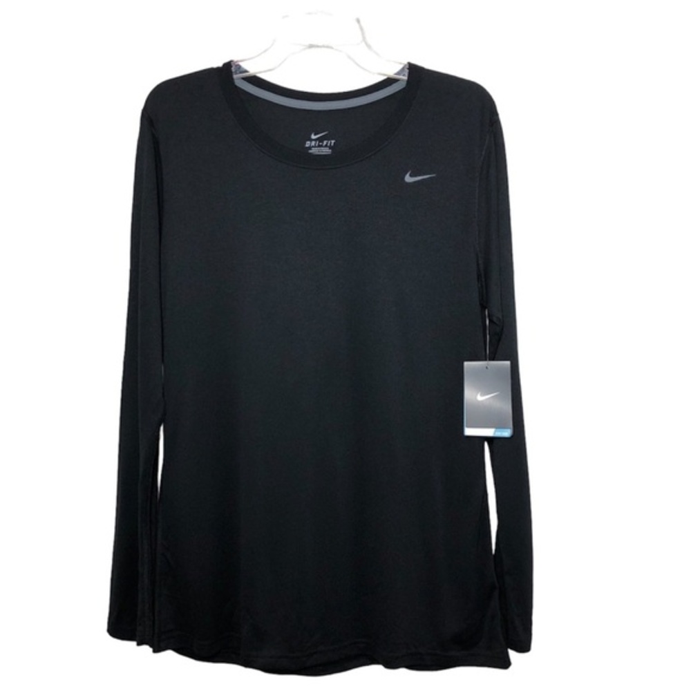 Nike Women’s Style 453182 Crew Neckline Training Black Long Sleeves T-shirt L